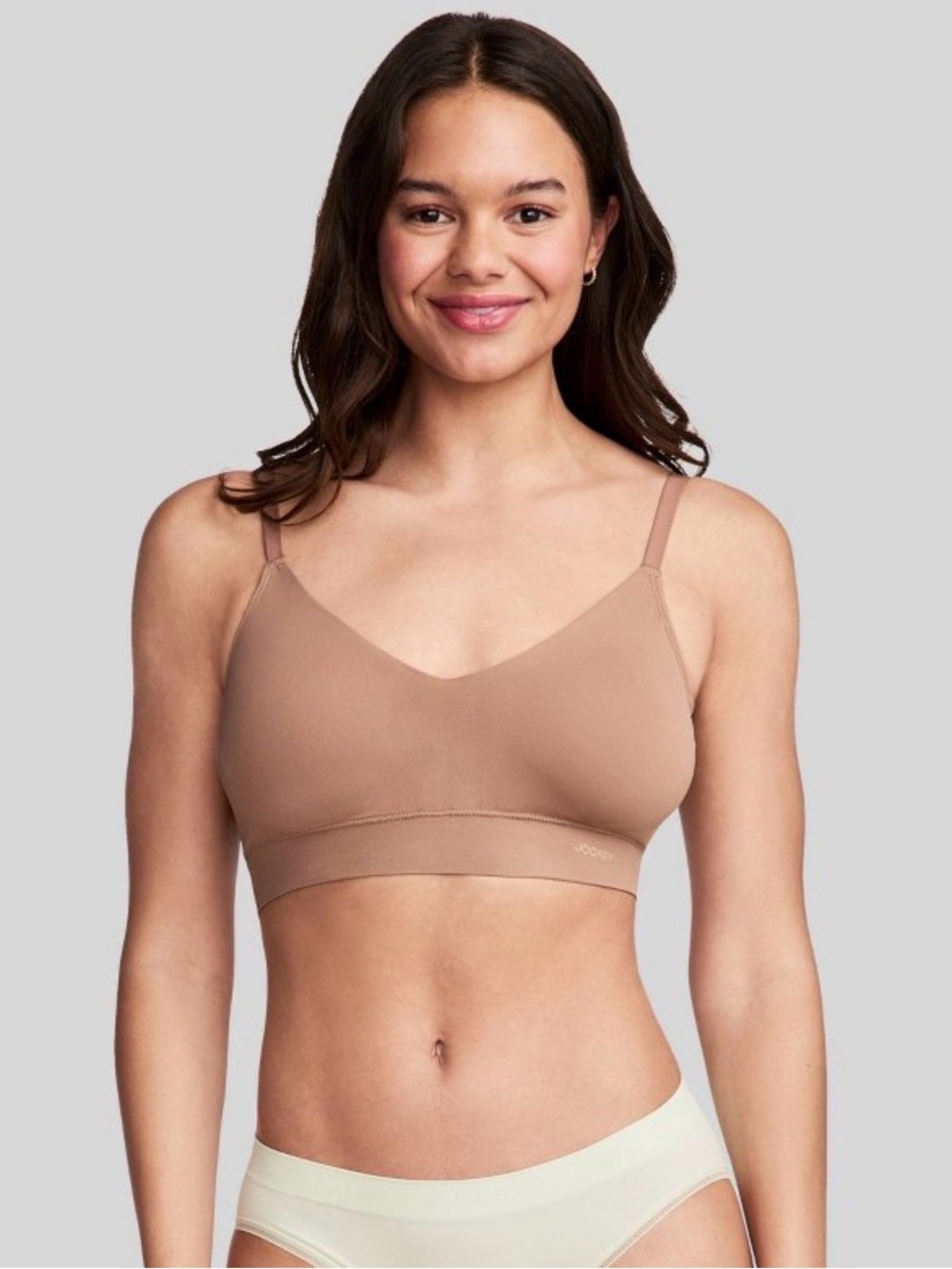 Jockey Generation Back Smoothing Plunge Bralette in Color Almond
